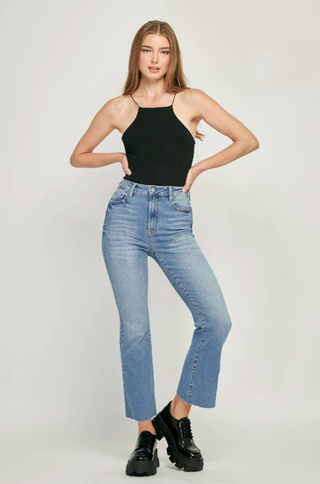 Happi High Rise Clean Cropped Flare Jeans