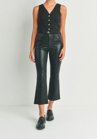 Just Black Denim Coated Cropped Kick Flare