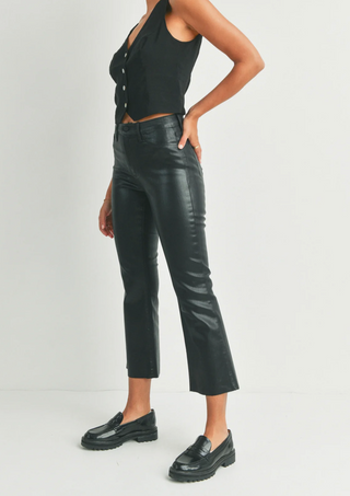 Just Black Denim Coated Cropped Kick Flare