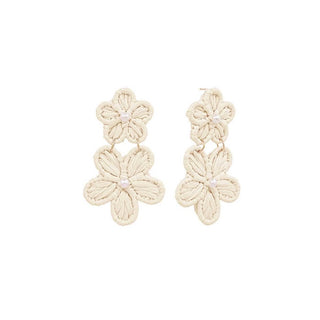 Flower Raffia Wrap Drop Earrings