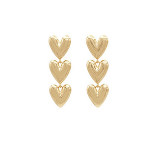 Heart Puffy 3 Drop Earrings