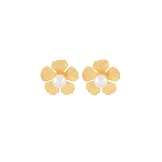 Pearl & Flower Metal Earrings