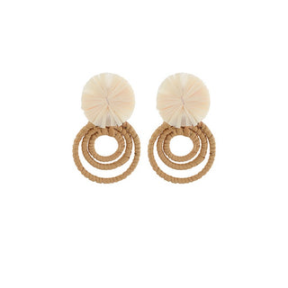 Rattan Ring and Raffia Earrings