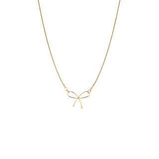 Brass Bow And Chain Necklace