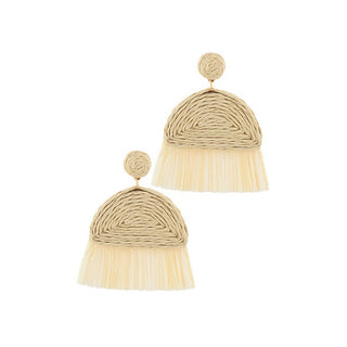 Wrapped Raffia Arch Tassel Earrings