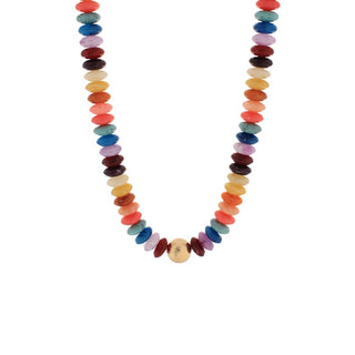 Metal & Color Rondelle Beads Necklace