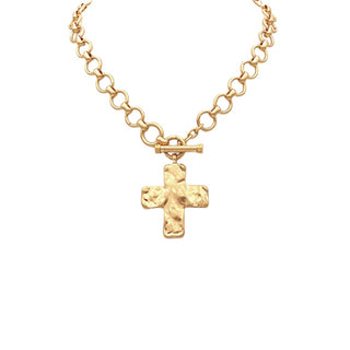 Chunky Cross And Chain Toggle Necklace