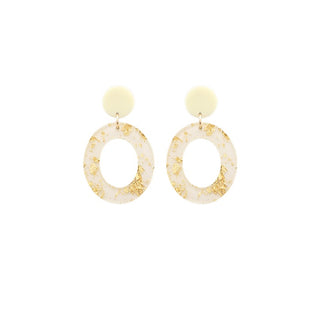 Gold Flake Oval Earrings