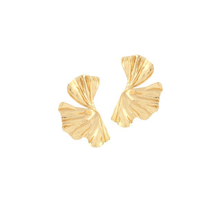 Textured Ginko Leaf Earrings