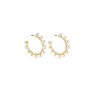 Dotted Pearl Metal Hoops