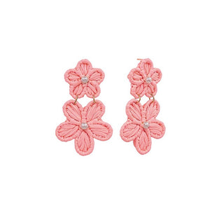 Flower Raffia Wrap Drop Earrings