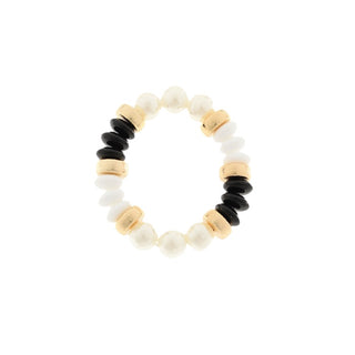 Pearl And Color Rondelle Beads Bracelet