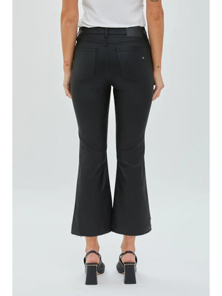 Happi Black Coated Step Hem Cropped Flare Jean