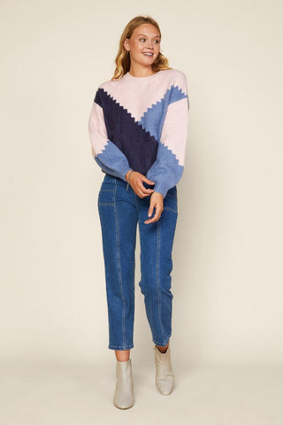 Stairway To Heaven Color Block Sweater