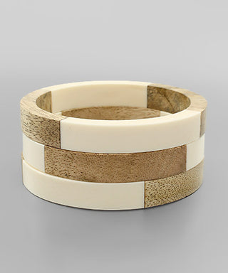 3 Acrylic And Wood Bangle