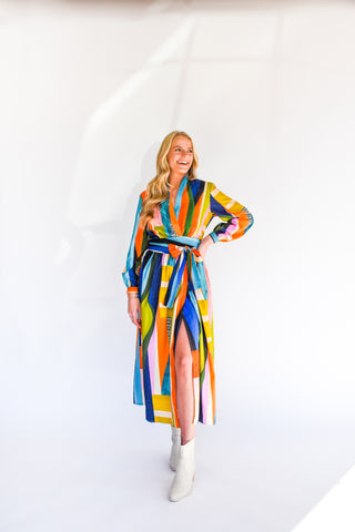 Mosaic Wrap Maxi Dress