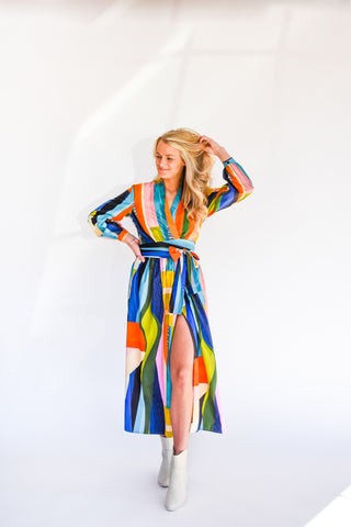 Mosaic Wrap Maxi Dress