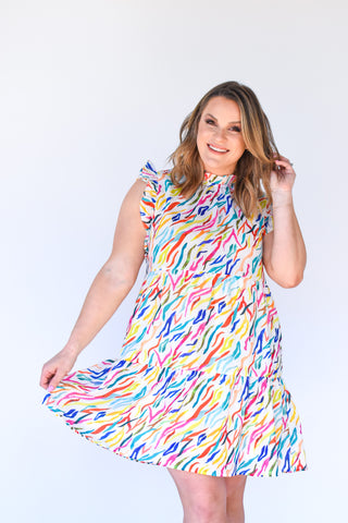 Love Is Here Abstract Print Dress