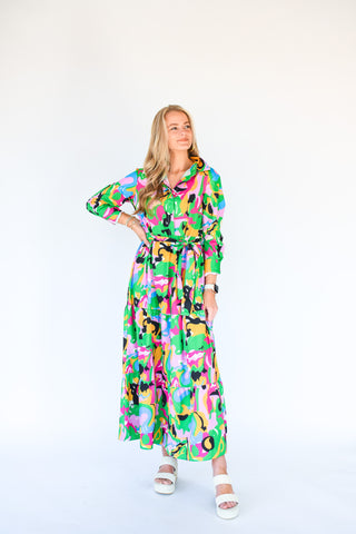 Come Tier Abstract Midi Dress