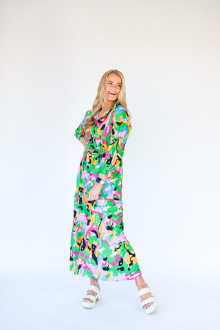 Come Tier Abstract Midi Dress