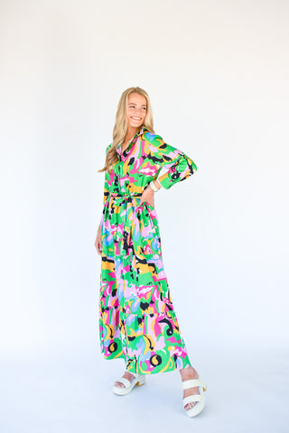 Come Tier Abstract Midi Dress