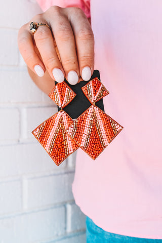 Stripe Bead Square Earrings