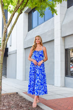 Load image into Gallery viewer, Give Us A Blue Floral Midi Dress
