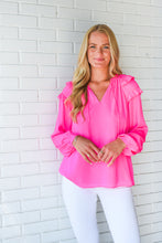 Load image into Gallery viewer, Tickle Me Pink Ruffle Sleeve Blouse
