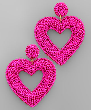 Beaded Heart Earrings