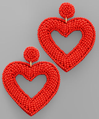 Beaded Heart Earrings