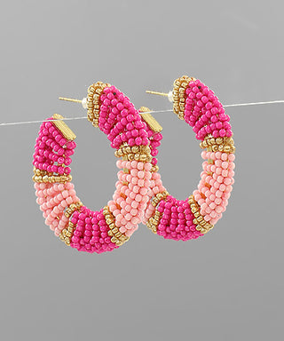 Multi Color Bead Oval Hoops