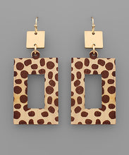 Load image into Gallery viewer, Animal Print Rectangle Wood Earrings
