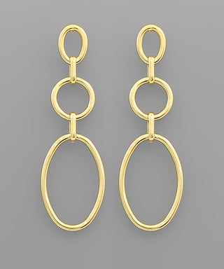 Circle and Oval Link Gold Dipped Earrings