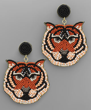 Beaded Tiger Earrings