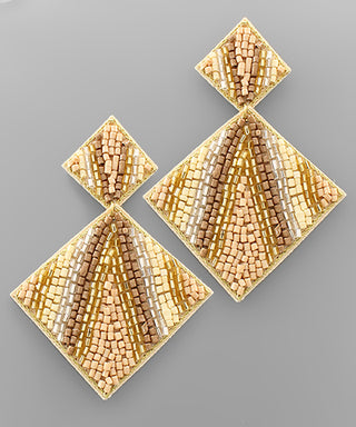 Stripe Bead Square Earrings