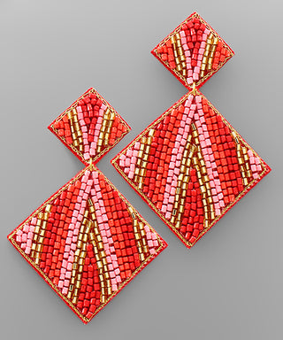 Stripe Bead Square Earrings