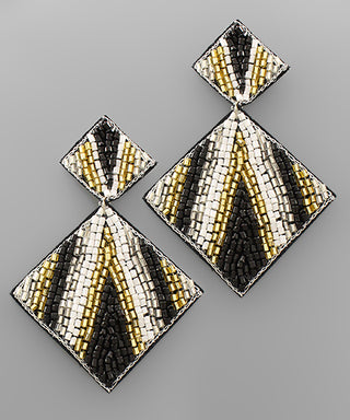 Stripe Bead Square Earrings