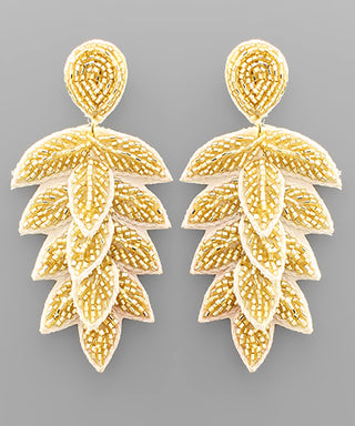 Bead Marquise Leaves Earrings