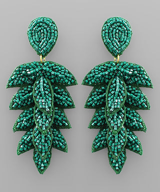 Bead Marquise Leaves Earrings