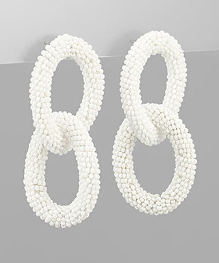 Oval Linked Seed Beads Earrings