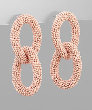 Oval Linked Seed Beads Earrings