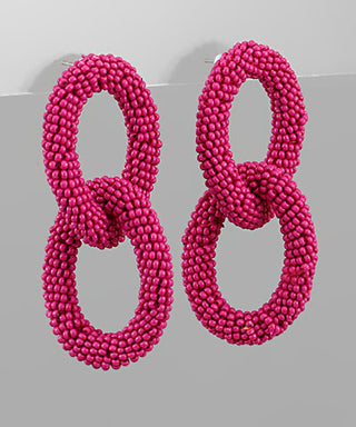 Oval Linked Seed Beads Earrings