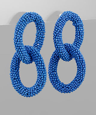 Oval Linked Seed Beads Earrings