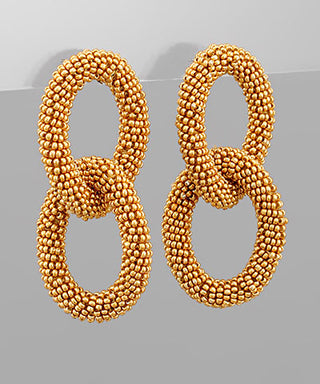 Oval Linked Seed Beads Earrings