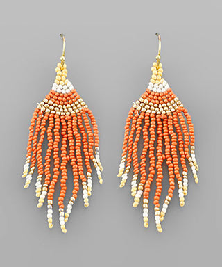 Beads Tassel Triangle Earrings