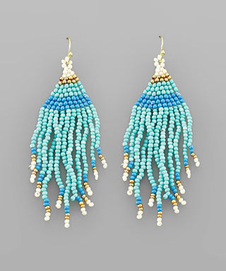 Beads Tassel Triangle Earrings