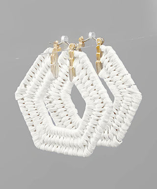 Raffia Wrapped Hexagon Hoops