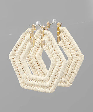 Raffia Wrapped Hexagon Hoops