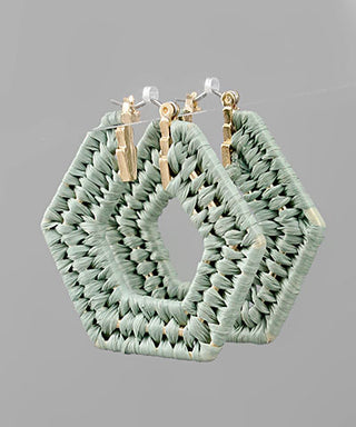 Raffia Wrapped Hexagon Hoops