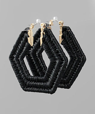 Raffia Wrapped Hexagon Hoops